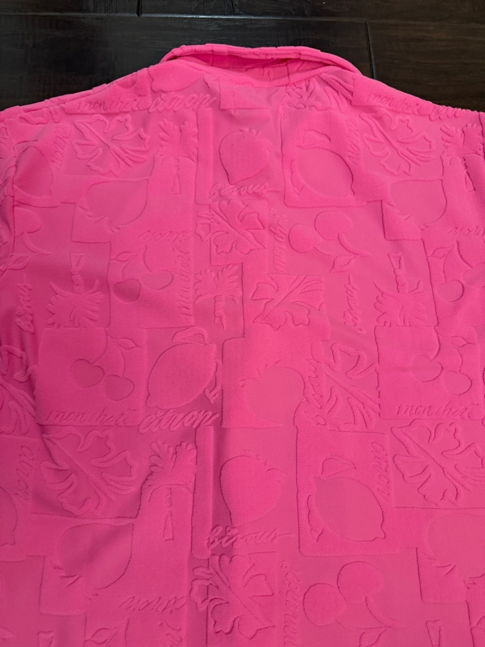 Beach Riot Neon Pink Mabel Embossed Terry Short Sleeve Swim Cover Up Top L - Picture 9 of 12